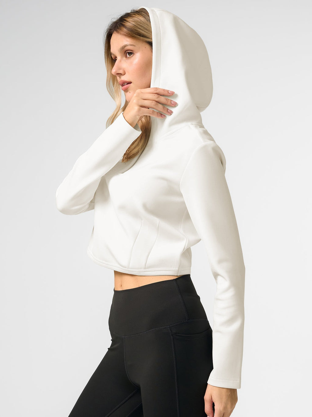 Modal Blend Hooded Zip Curved Hem