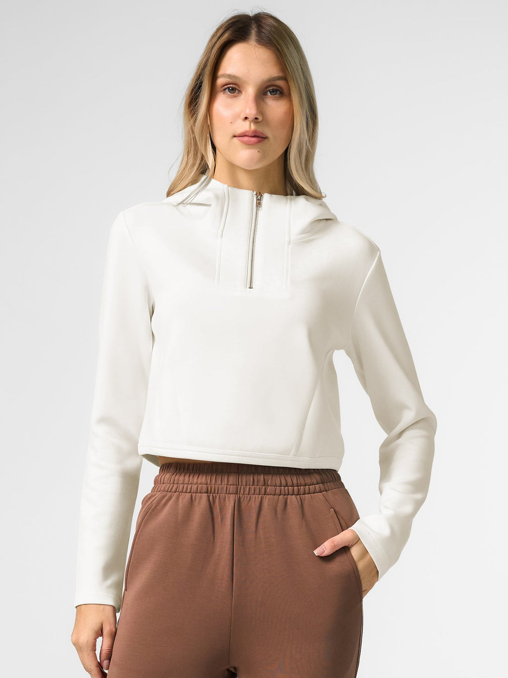 Modal Blend Hooded Zip Curved Hem