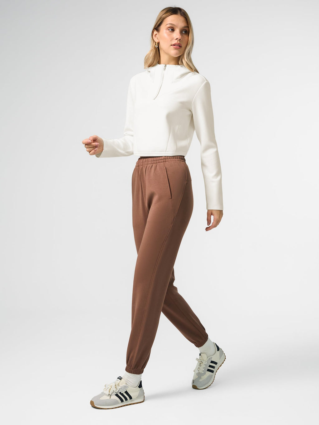 Modal Blend Hooded Zip Curved Hem