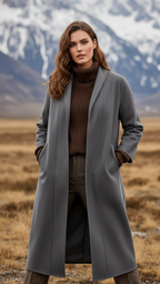 Elena Nordic | Minimalist High-Collar Longline Coat - Lumina