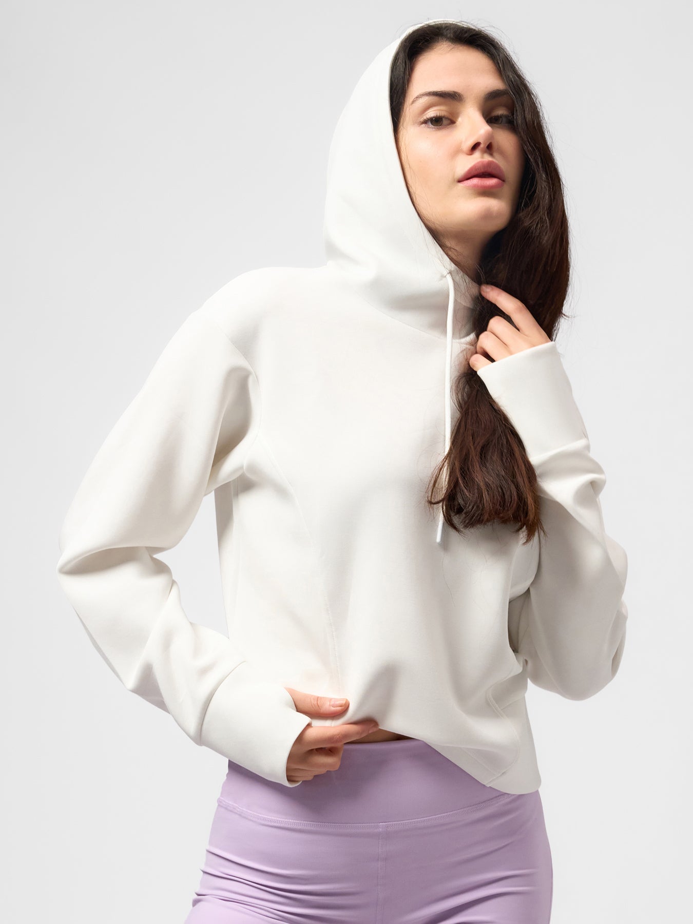 Modal Blend Panel Hoodie with Thumbholes