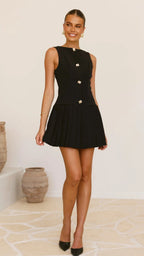 Luna | Sheer High Neck Pleated Dress - Lumina