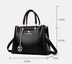Isabella | Elegant Black Leather Handbag with Gold Accents - Lumina
