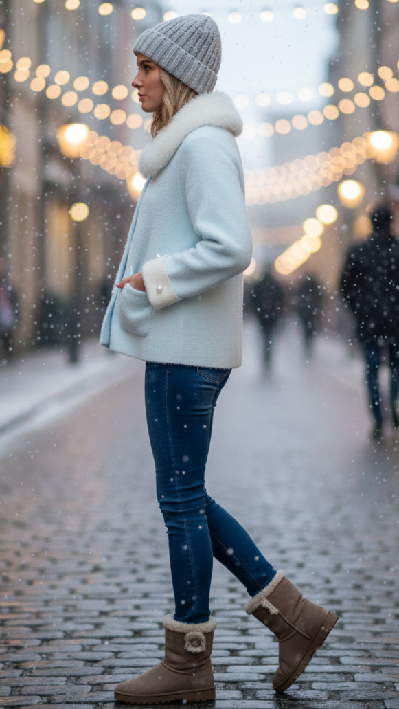 Elena | Jacket with Fluffy Collar - Lumina