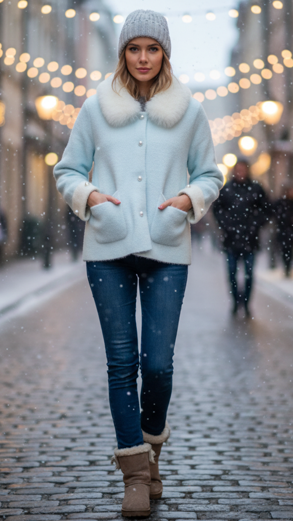 Elena | Jacket with Fluffy Collar - Lumina