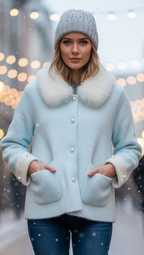 Elena | Jacket with Fluffy Collar - Lumina