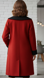 Elena | Longline Coat with Contrast Trim - Lumina