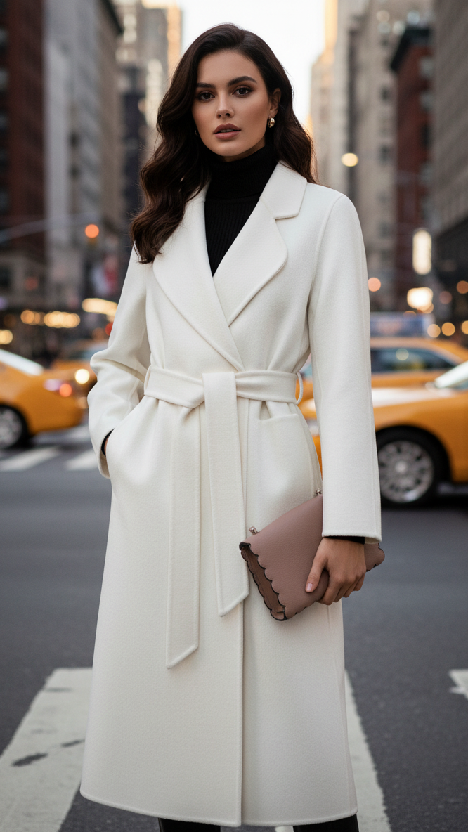 Elena Luxe | Classic Belted Wrap Coat - Lumina