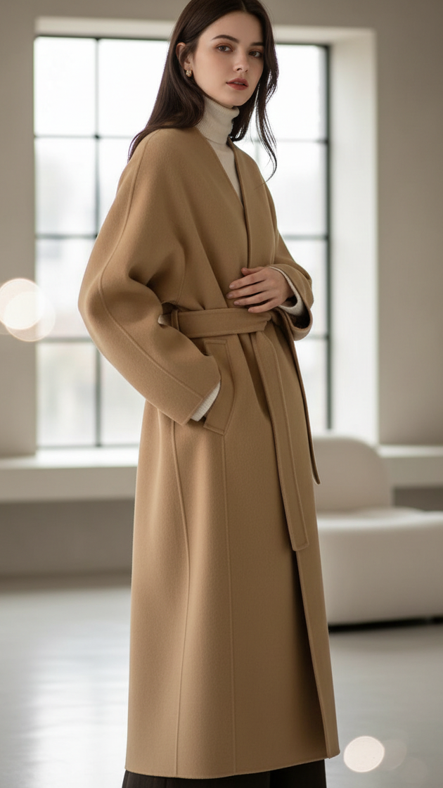 Elena | Kimono-Style Coat with Belt - Lumina