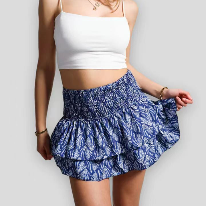 Aurelie | Playful Ruffle Bohemian Skirt with Vibrant Print - Lumina