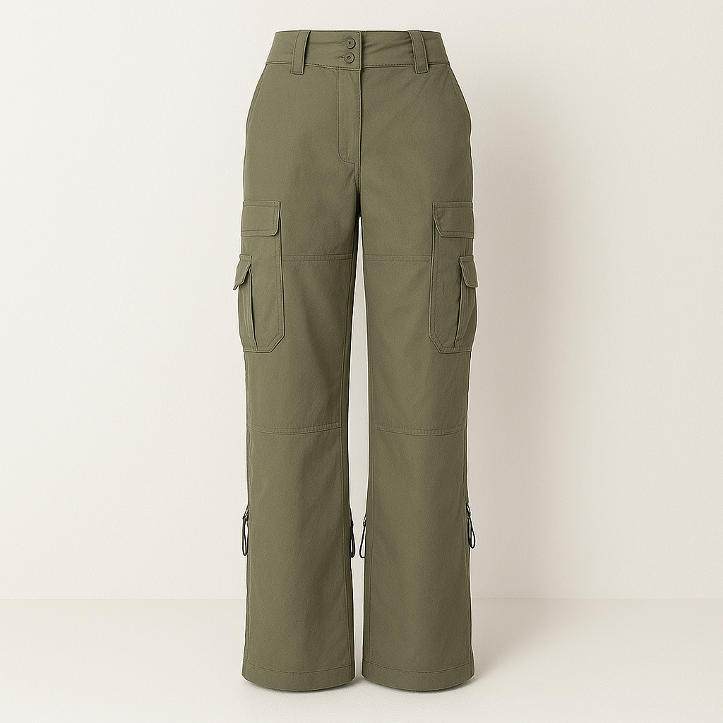 Cathy | Modern Fit Green Cargo Pants with Functional Pockets - Lumina