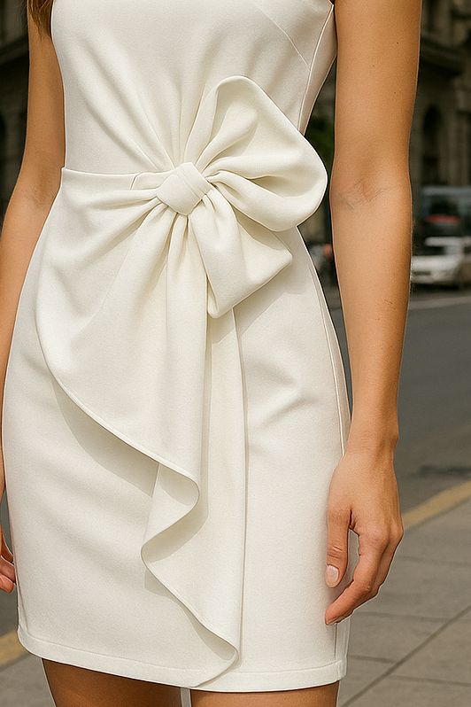 Camille | Bow-Detail Sleeveless Dress - Lumina