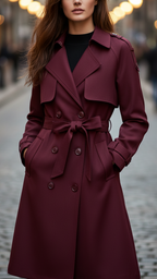 Elena Rouge | Double-Breasted Belted Trench Coat – Lumina
