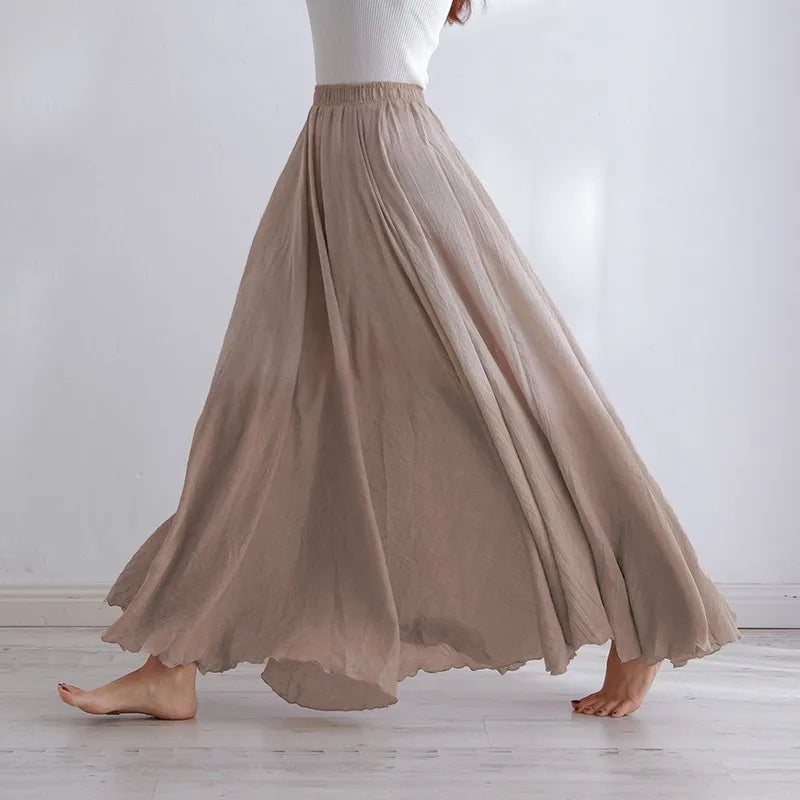 Elianne | Elegant Beige Maxi Skirt with High Waist - Lumina