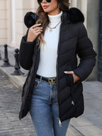 Florence | Elegant Quilted Puffer Coat with Faux-Fur Hood - Lumina