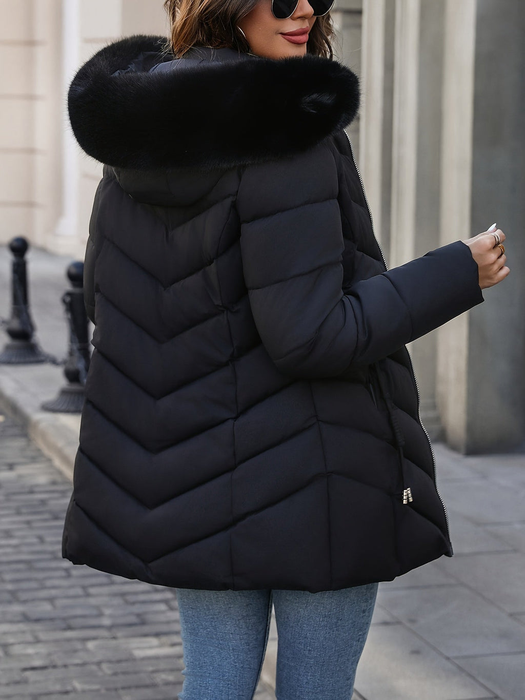 Florence | Elegant Quilted Puffer Coat with Faux-Fur Hood - Lumina