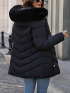Florence | Elegant Quilted Puffer Coat with Faux-Fur Hood - Lumina