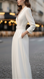 Alessandra | Ivory Belted Power Jumpsuit - Lumina
