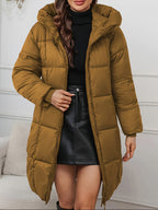 Holly | Cozy Longline Hooded Puffer Coat with Minimalist Design - Lumina