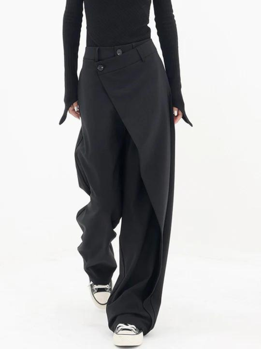 Isabella | Chic Asymmetric Wide Leg Trousers - Lumina