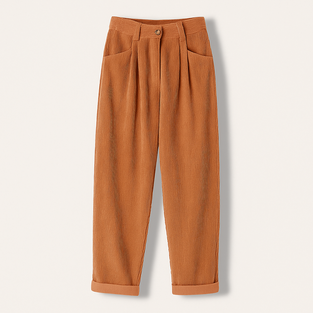 Isabella | Chic Brown Corduroy Trousers with Flattering Fit - Lumina