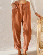 Isabella | Chic Brown Corduroy Trousers with Flattering Fit - Lumina