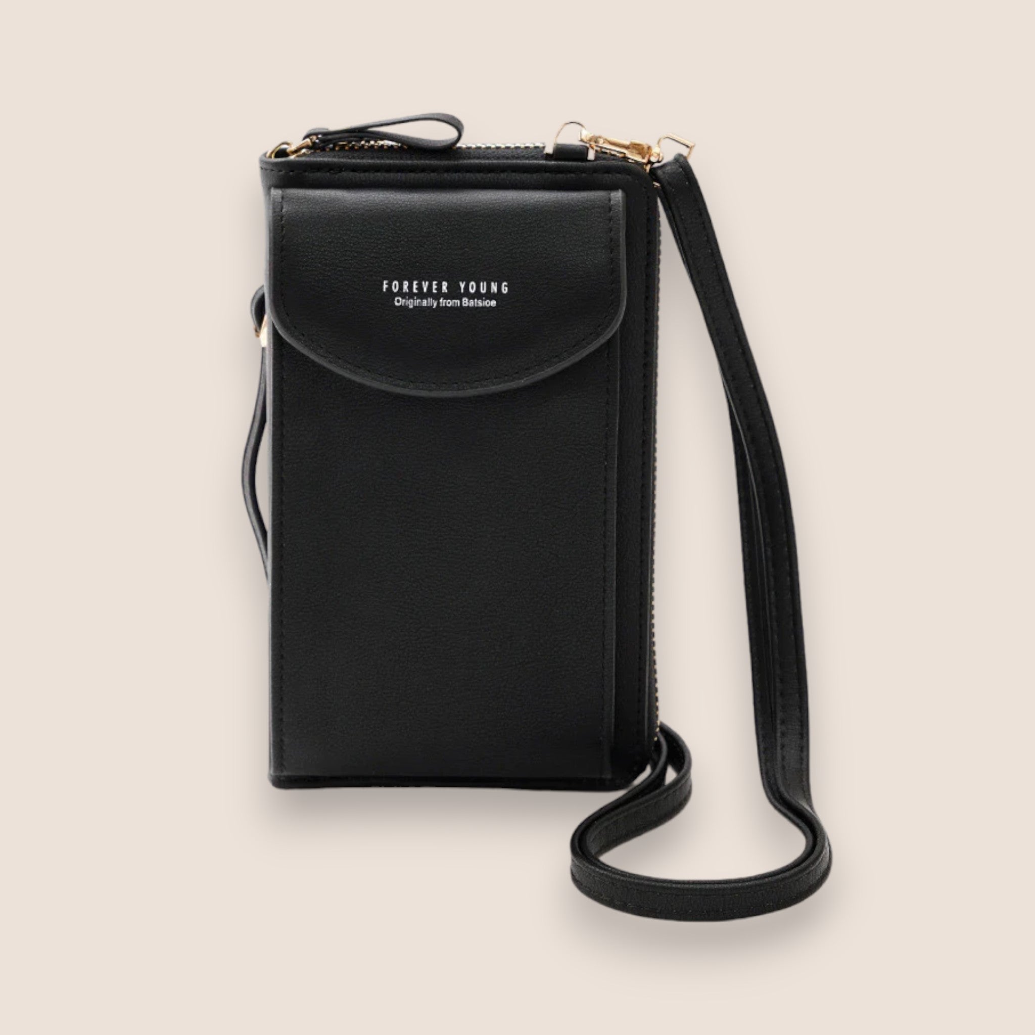 Isabella | Elegant Black Leather Clutch Bag with Versatile Strap - Lumina