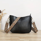 Isabella | Elegant Black Vegan Leather Shoulder Bag with Adjustable Strap - Lumina