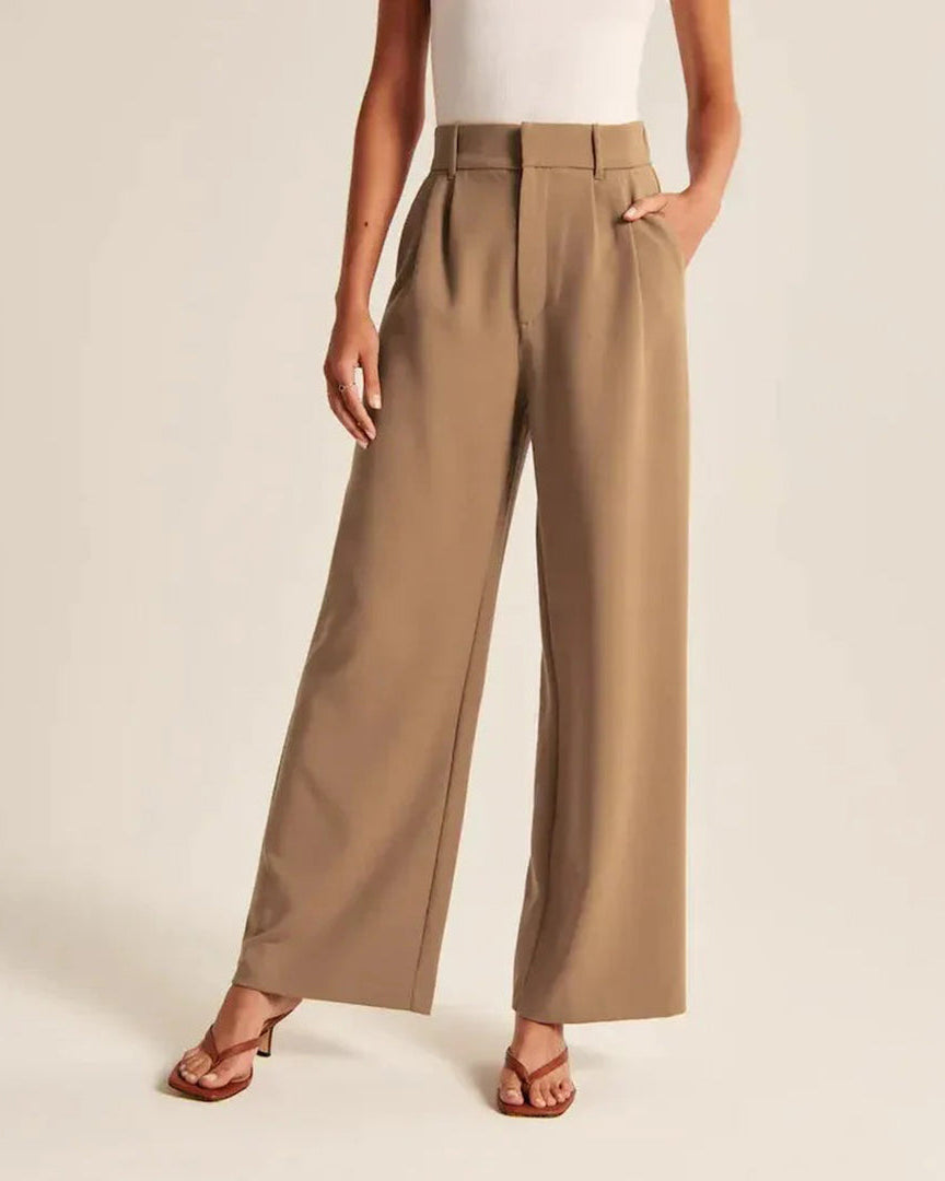 Isabella | Elegant High-Waisted Wide-Leg Trousers - Lumina