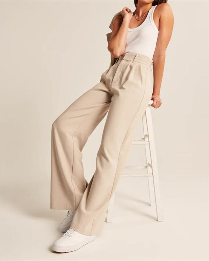 Isabella | Elegant High-Waisted Wide-Leg Trousers - Lumina