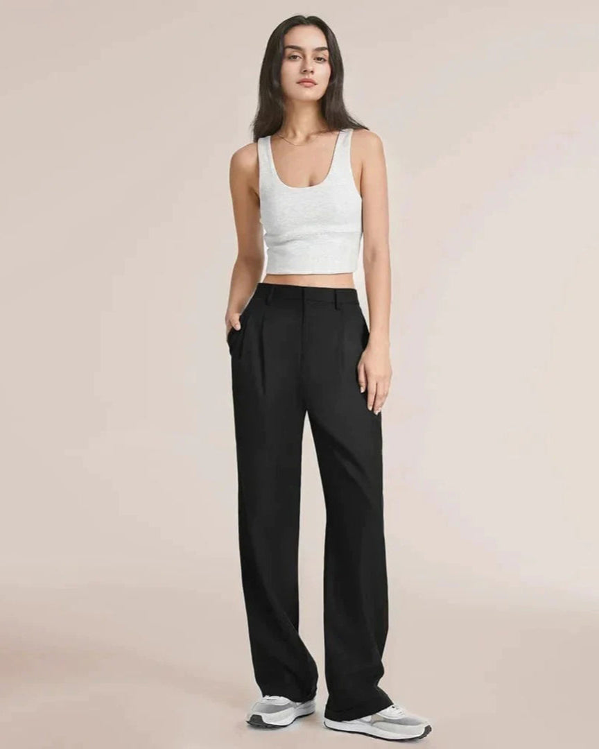 Isabella | Elegant High-Waisted Wide-Leg Trousers - Lumina