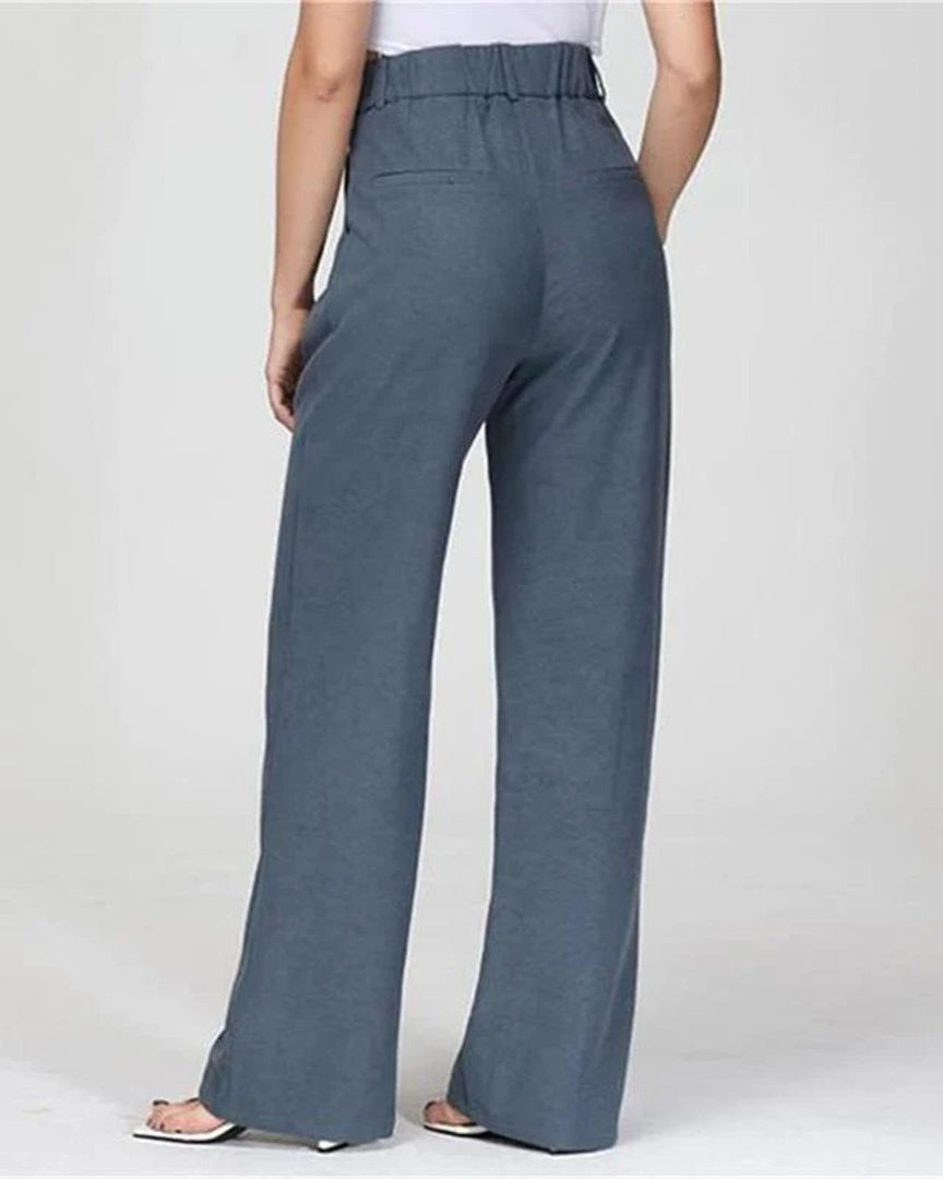 Isabella | Elegant High-Waisted Wide-Leg Trousers - Lumina