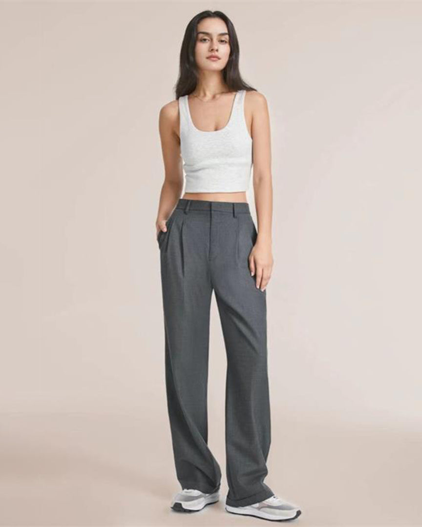 Isabella | Elegant High-Waisted Wide-Leg Trousers - Lumina