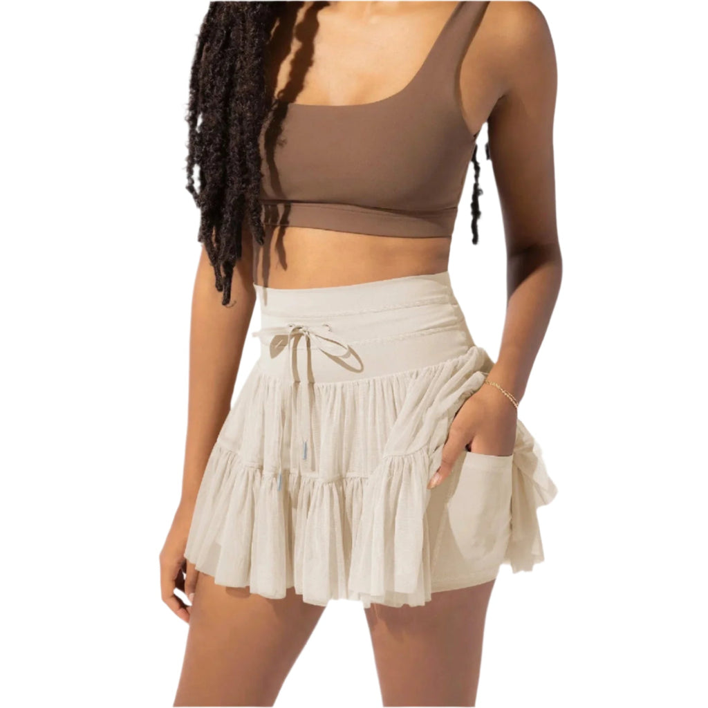 Isabella | Elegant Pleated Mini Skirt with Integrated Shorts - Lumina