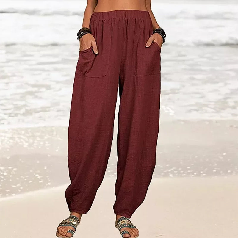 Isabella | High-Waisted Black Harem Trousers with Casual Fit - Lumina