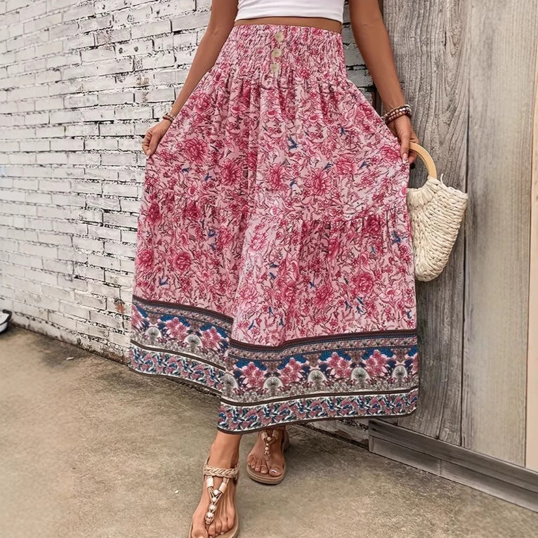 Isabella | Lightweight Floral Maxi Skirt with Layered Design - Lumina