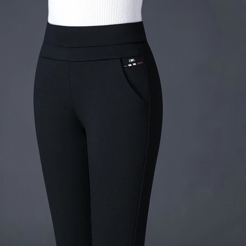 Isabella | Sleek High Waist Black Leggings with Faux Pocket - Lumina