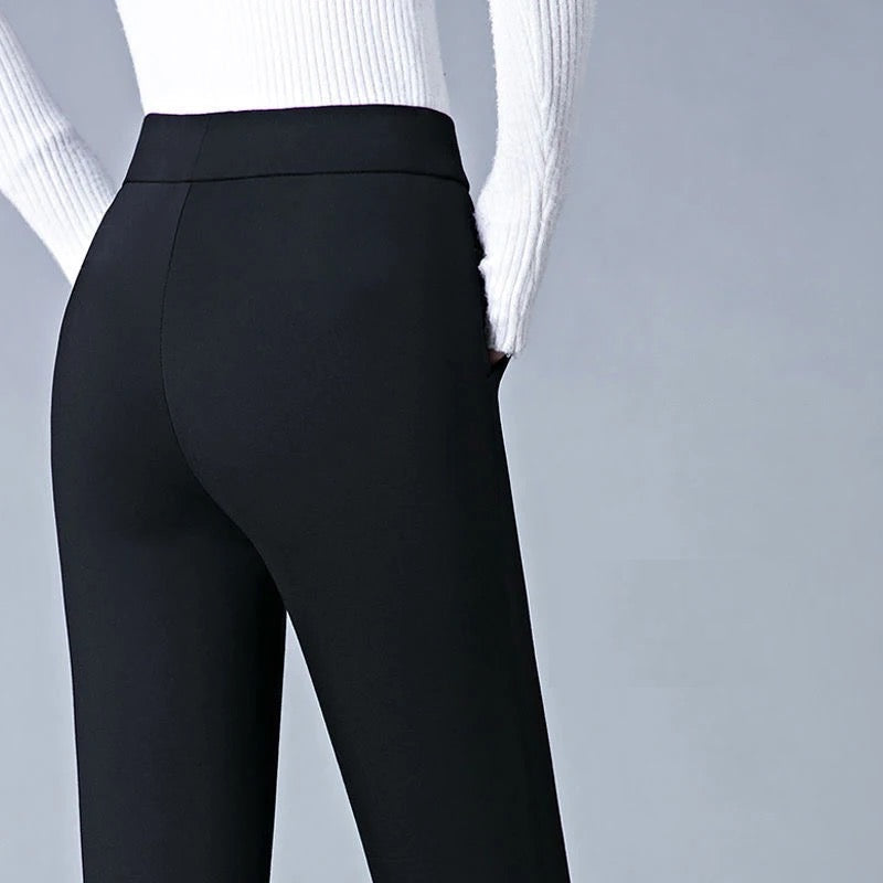 Isabella | Sleek High Waist Black Leggings with Faux Pocket - Lumina