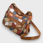 Isabella | Textured Patchwork Shoulder Bag with Faux-Leather Accents - Lumina