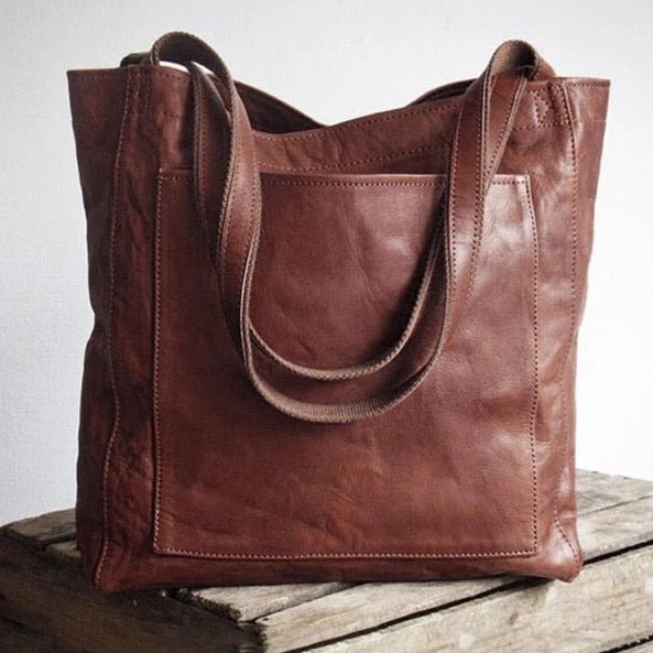 Isabella | Timeless Brown Leather Shoulder Bag with Spacious Interior - Lumina