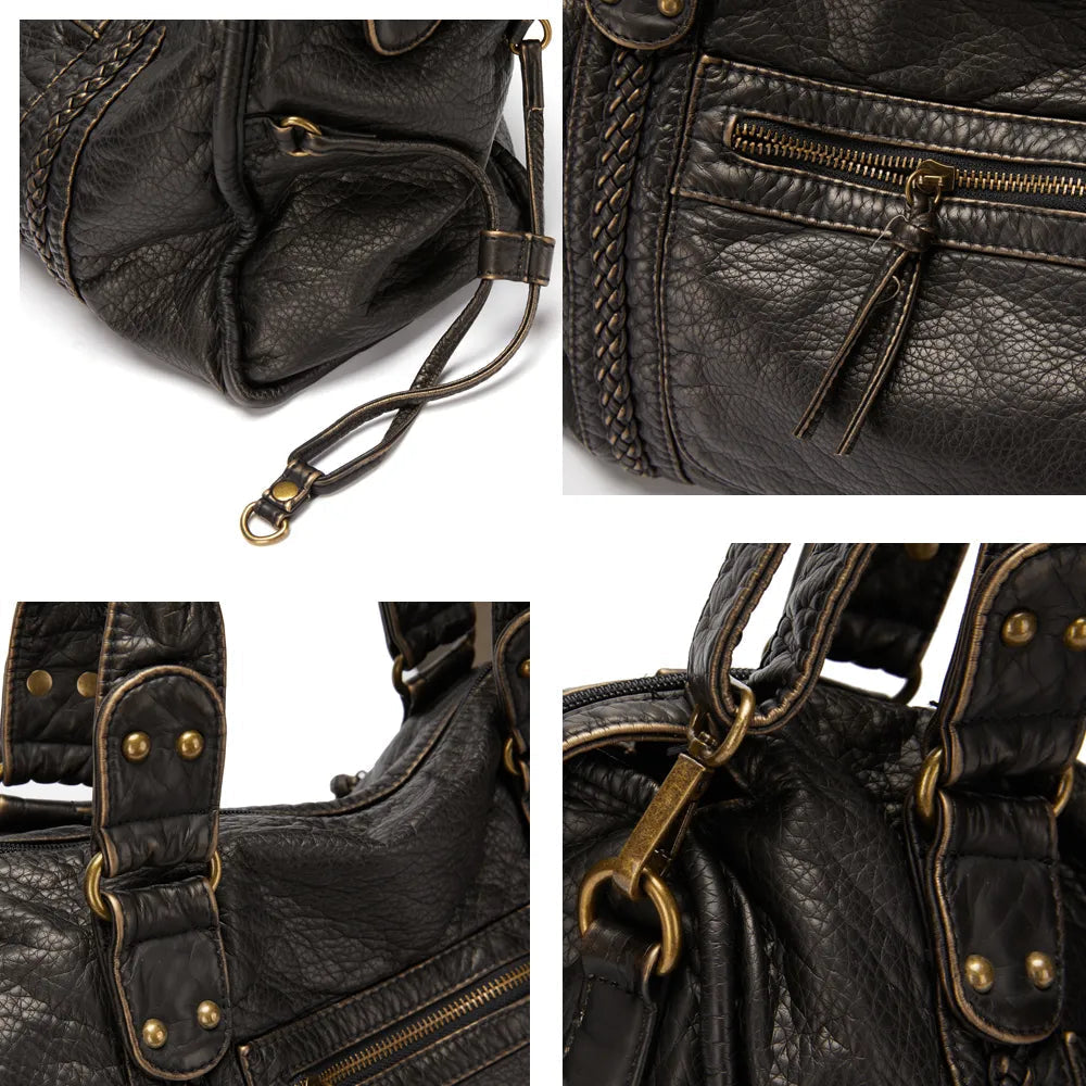 Isabella | Vintage-Inspired Black Handbag with Spacious Design - Lumina