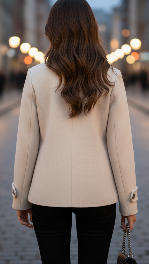 Ivory | Short Double-Breasted Coat - Lumina