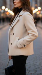 Ivory | Short Double-Breasted Coat - Lumina