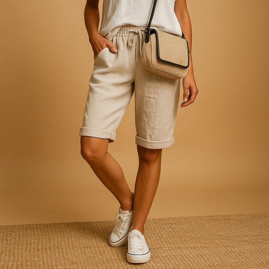 Lotte | Relaxed Light Blue Capri Pants with Drawstring - Lumina