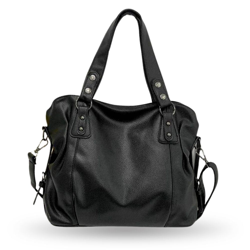 Lunelle | Spacious Black Handbag with Versatile Strap - Lumina