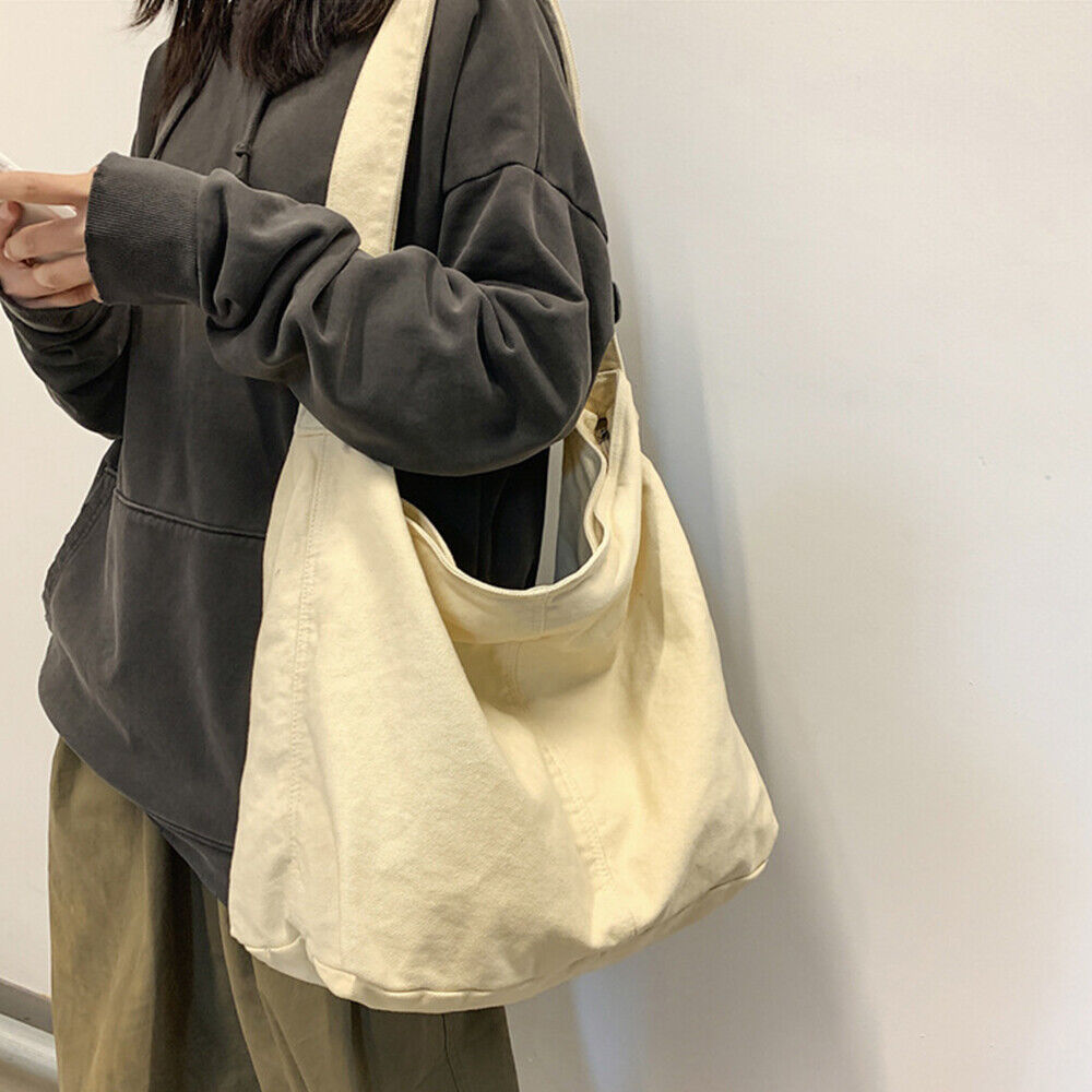 Noa | Minimalist Beige Canvas Shoulder Bag with Oversized Design - Lumina