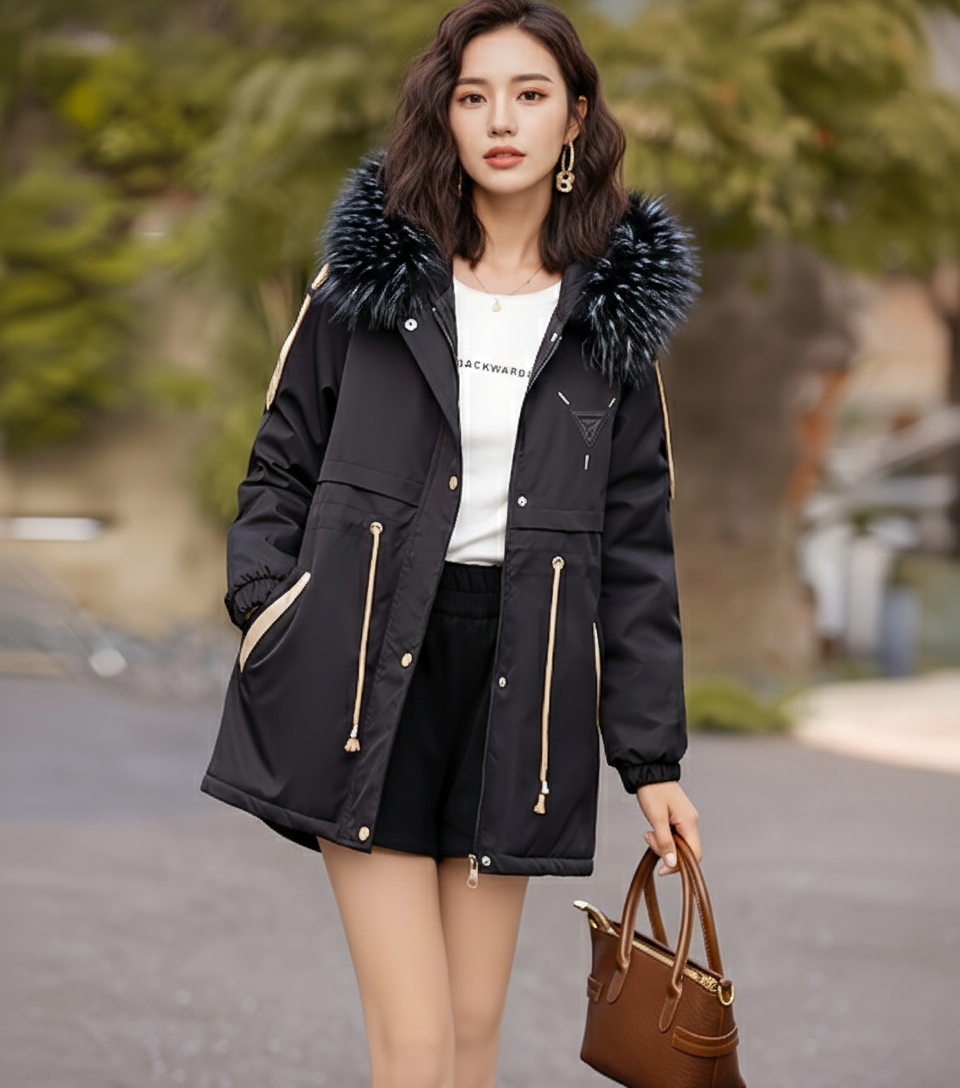Scarlett | Cozy Faux-Fur Utility Parka with Drawstring Waist - Lumina