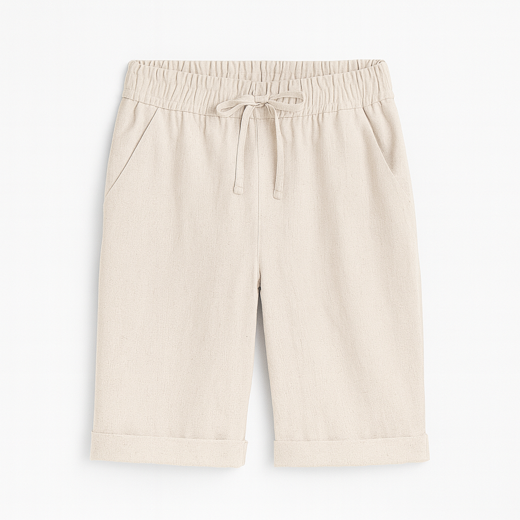 Serena | Relaxed Black Capri Trousers with Drawstring - Lumina