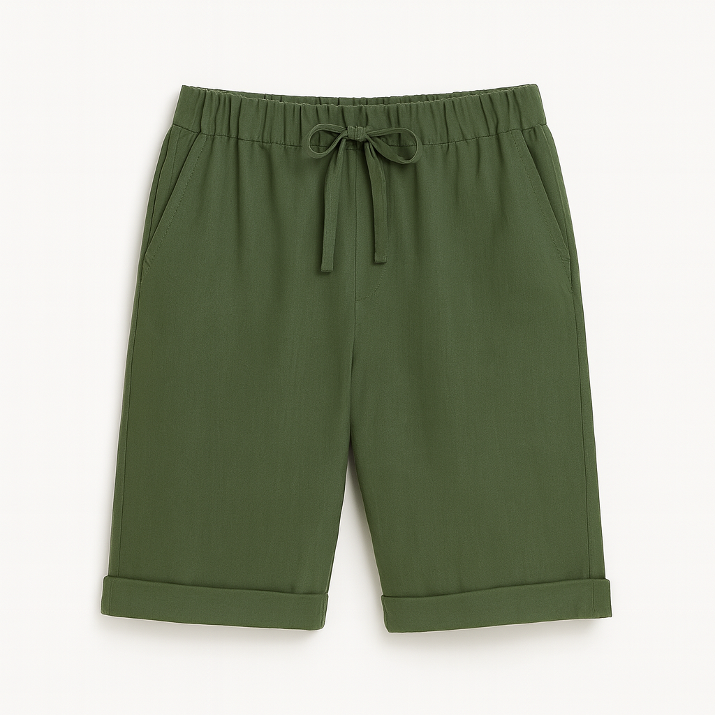 Serena | Relaxed Black Capri Trousers with Drawstring - Lumina