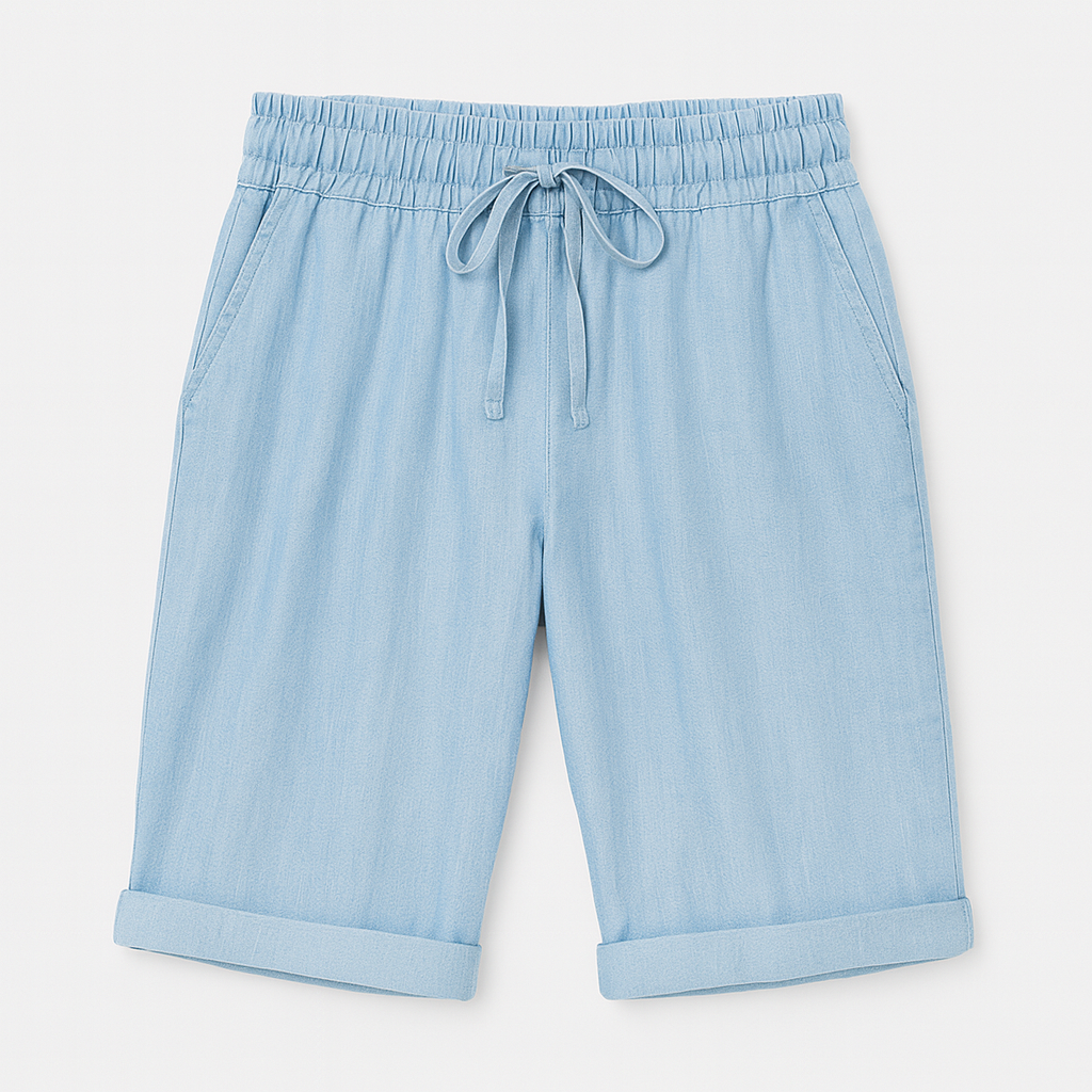 Serena | Relaxed Black Capri Trousers with Drawstring - Lumina